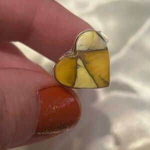 Sterling Silver Heart Shaped Honey Dahlia  Ring size 9